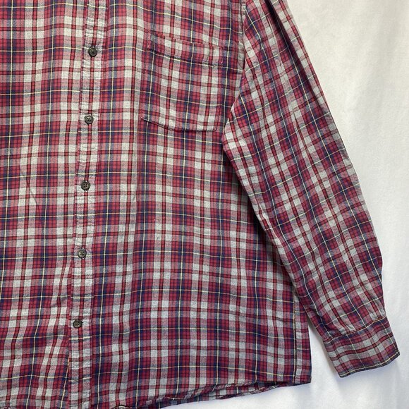 St. JOHN'S BAY Flannel Plaid Button-Down Shirt Men XL Multicolor Single Pocket - Picture 12 of 14